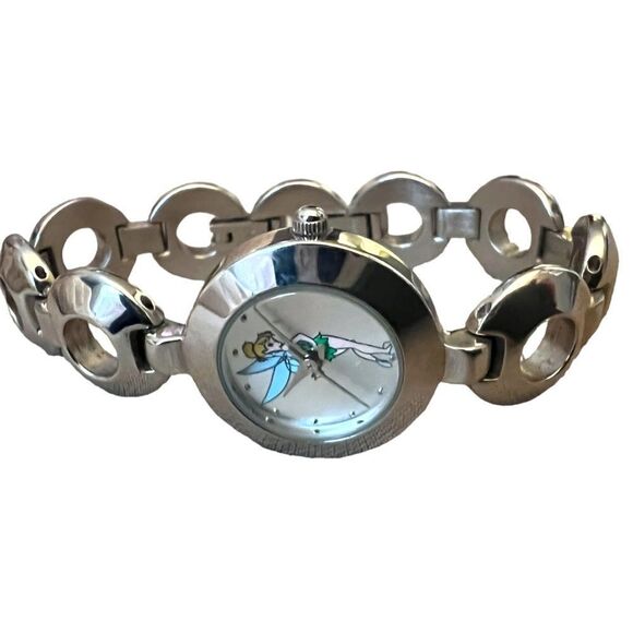 RARE Vintage Disney Tinker Bell Silver Tone Circle Bracelet Watch Working - Picture 10 of 15